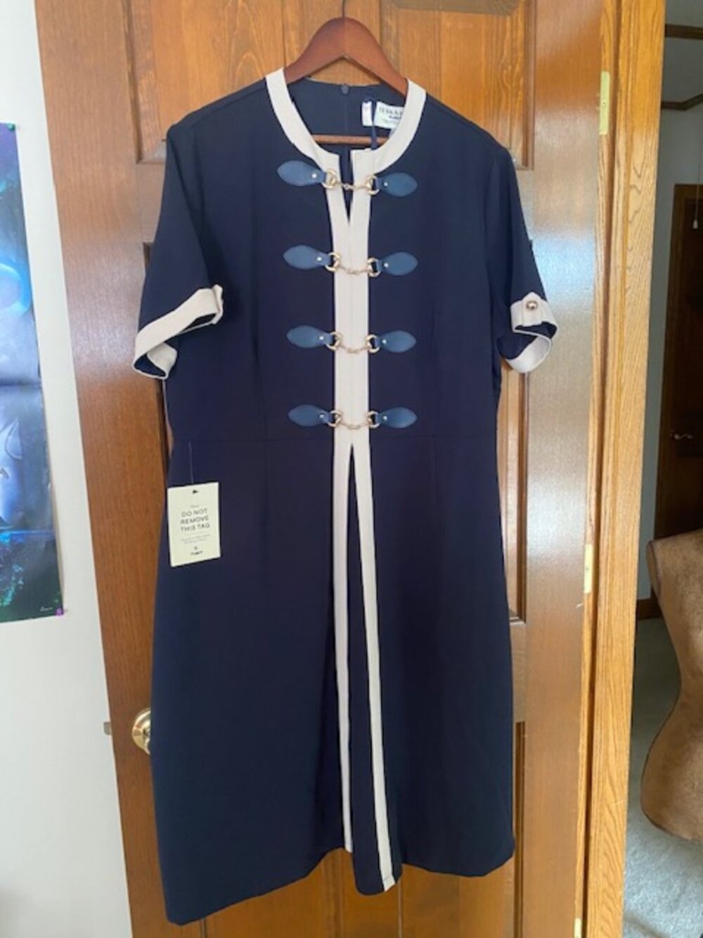 1X Beautiful Navy/Cream Trim JessaKae Grace Dress